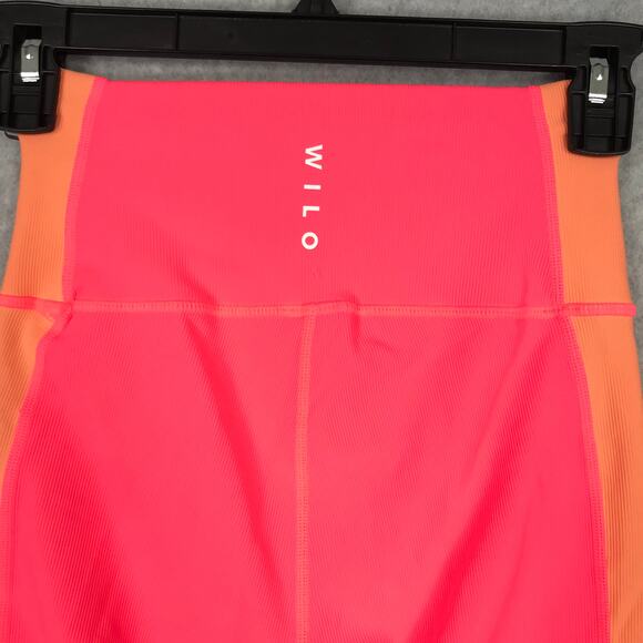 Wilo The Label Leggings Women XS Pink Peach Ribbed Contrast 7/8 Yoga Active READ - Picture 9 of 13